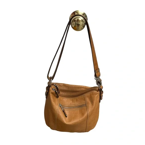 TIGNANELLO Larger Leather Bag Pockets Organizer Convertible Long Strap Tan - Picture 12 of 16